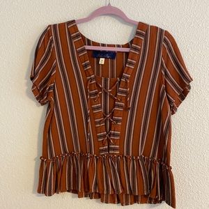 Blue Rain orange and navy stripped top